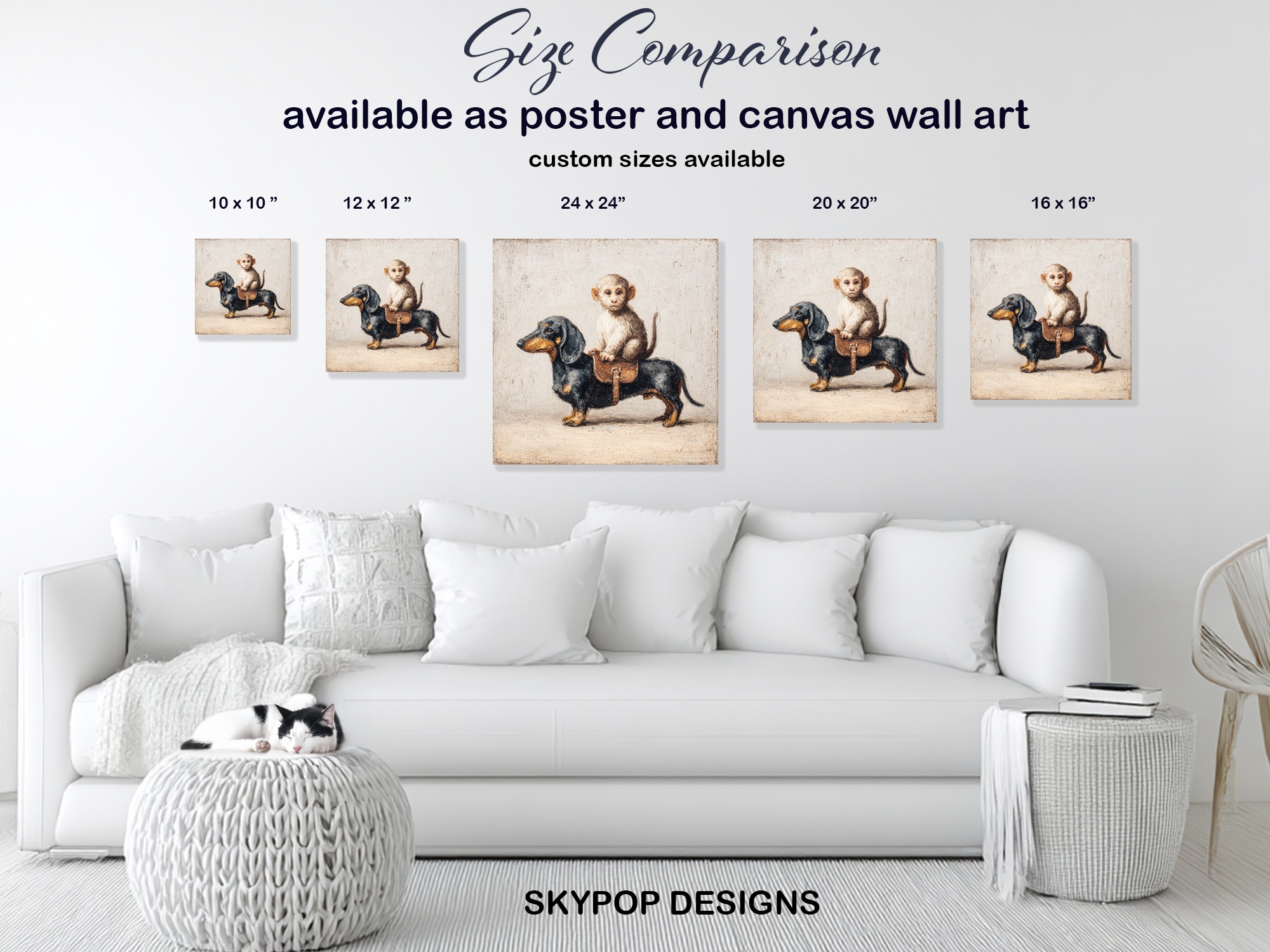 7.jpg Monkey Riding Dachshund Art