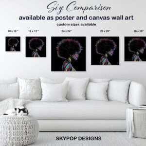 Rainbow Streaks Afro Woman Art