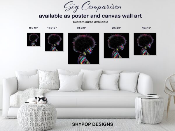 Rainbow Streaks Afro Woman Art