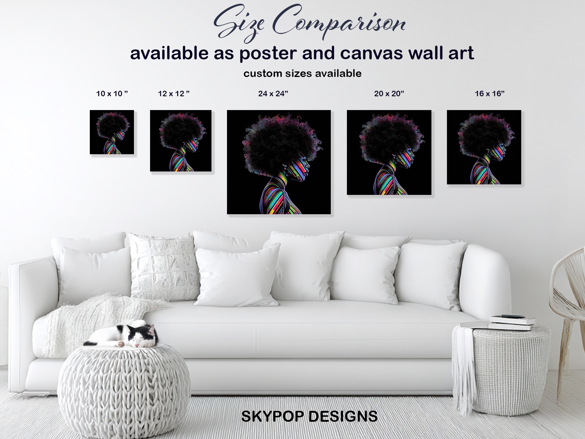 7.jpg Rainbow Streaks Afro Woman Art
