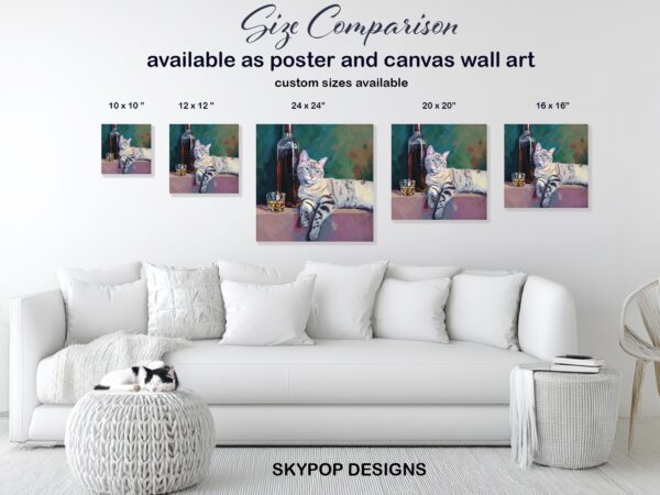 Cat and Wine Art