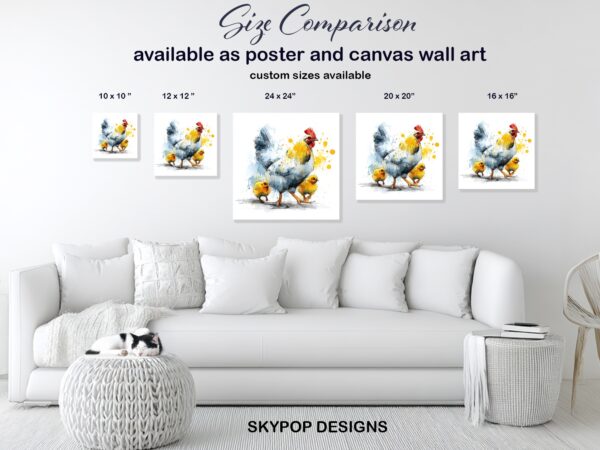 Rooster and Chicks Art