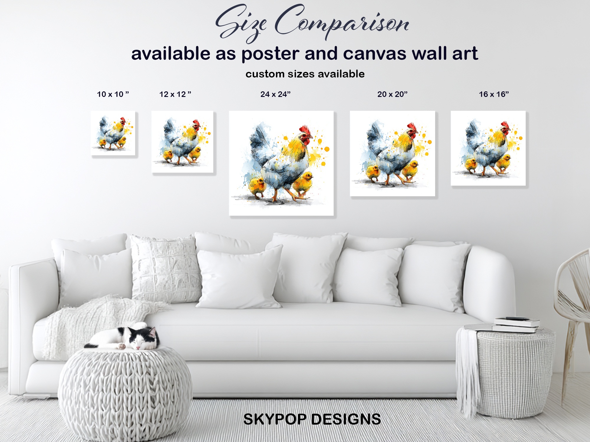 7.jpg Rooster and Chicks Art