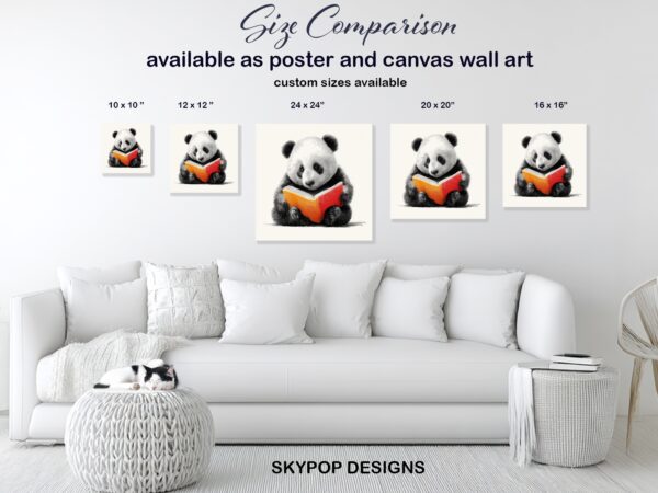 Panda Reading Book Art