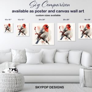 Red Finch Bird Art