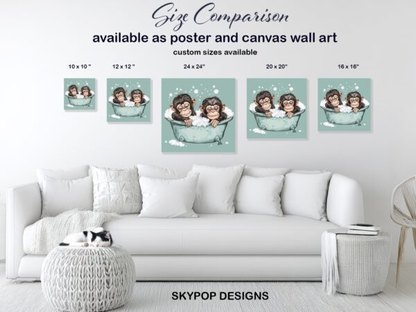 Monkey Bath Time Art