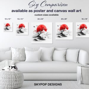 Japanese Red Sun Tree Art