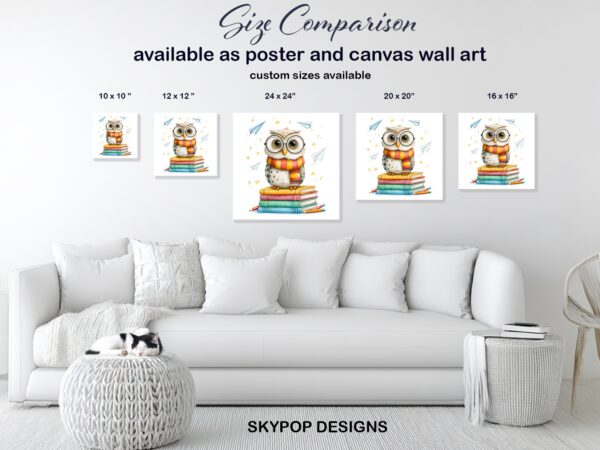 Owl Book Stack Art