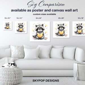 Raccoon Reading Art