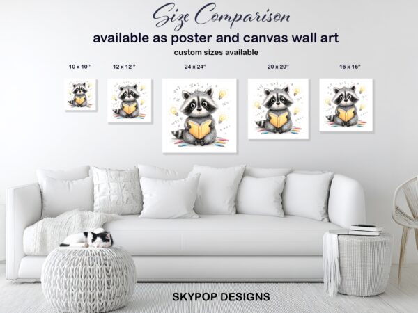 Raccoon Reading Art