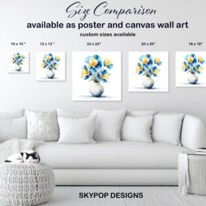Blue Yellow Pansy Bouquet Art