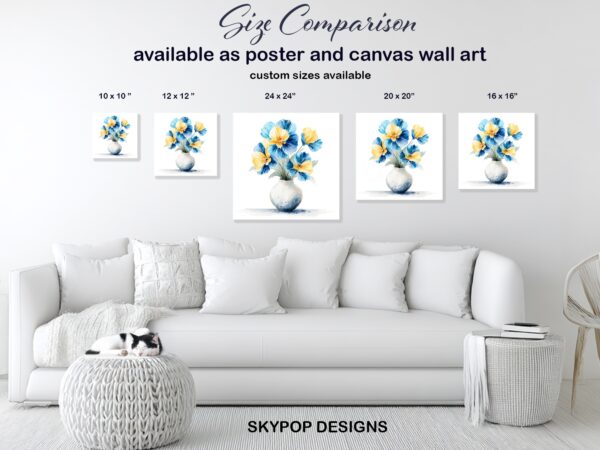 Blue Yellow Pansy Bouquet Art