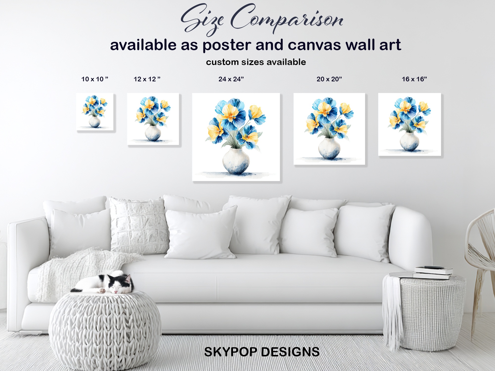 7.jpg Blue Yellow Pansy Bouquet Art