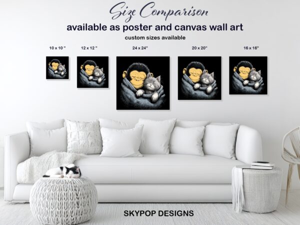 Monkey Cat Cuddle Art