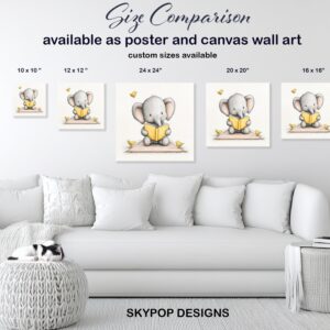 Elephant Reading Book Art
