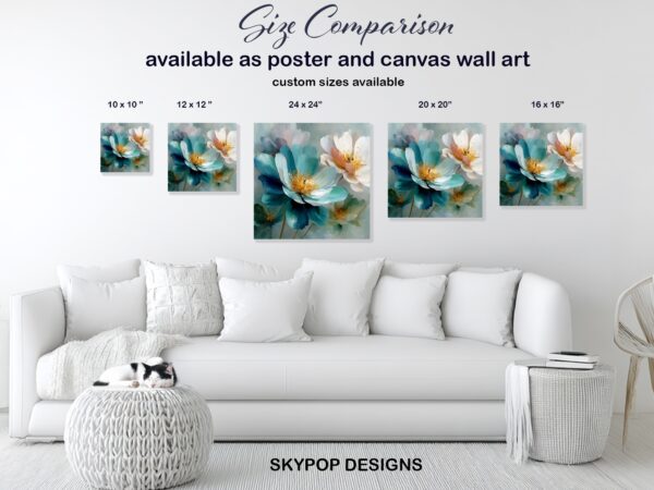 Teal Peony Bloom Art