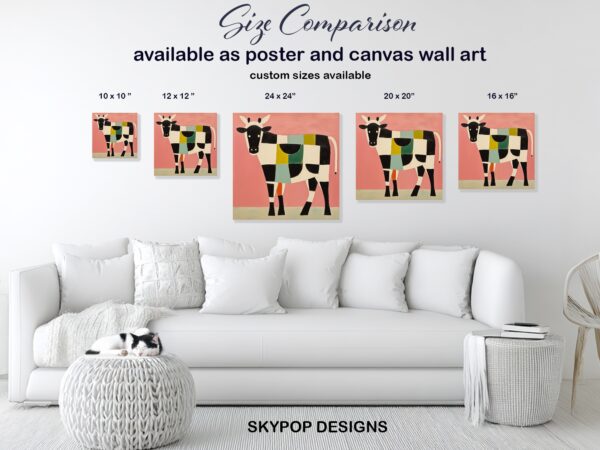 Colorful Geometric Cow Art