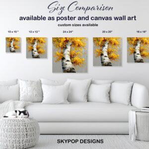 Golden Birch Tree Art