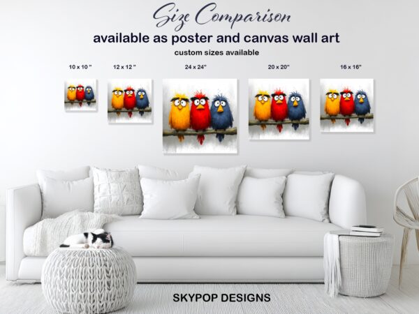 Colorful Cartoon Birds Art