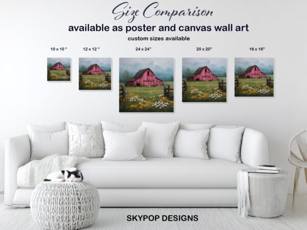 Red Barn Wildflower Art
