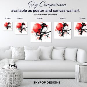 Red Sun Bird Art