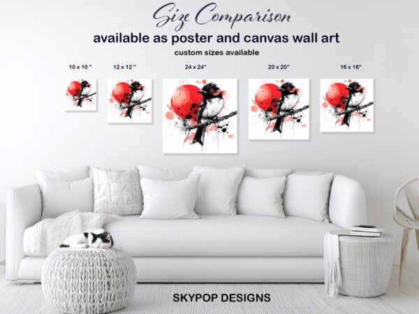 Red Sun Bird Art