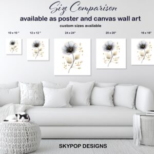 Gray and Gold Flower Art