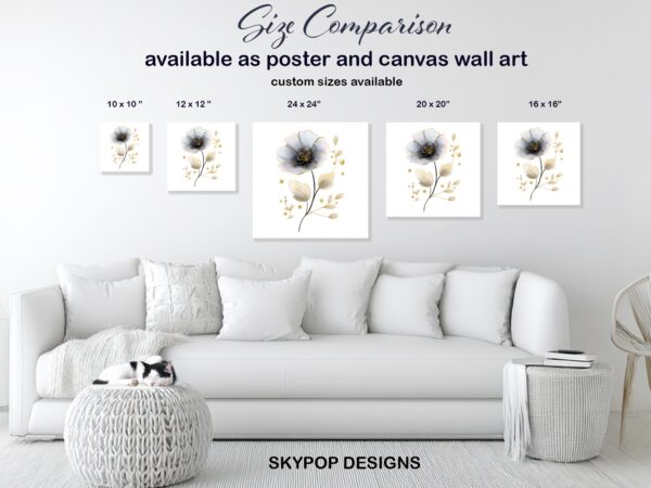Gray and Gold Flower Art