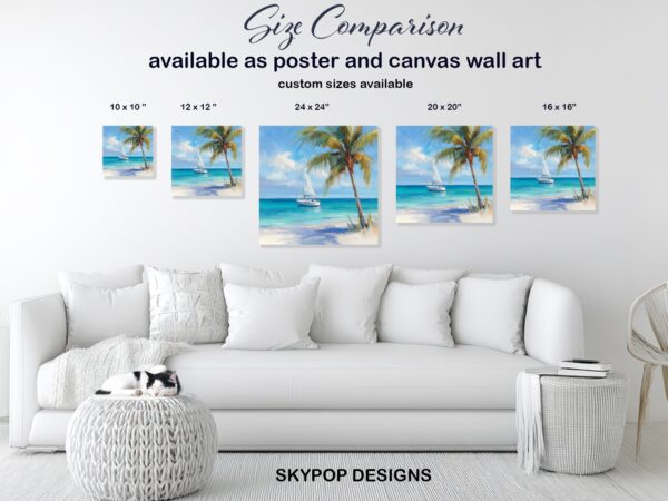 Tropical Beach Sailboat Art