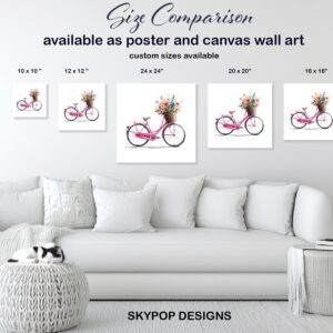 Vintage Bicycle Floral Basket Art