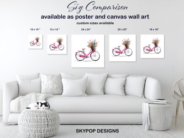 Vintage Bicycle Floral Basket Art