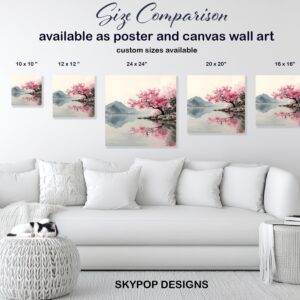 Cherry Blossom Lake Reflection Art