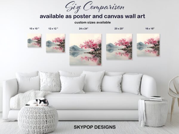 Cherry Blossom Lake Reflection Art