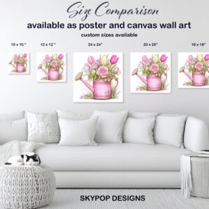 Pink Watering Can Flower Art