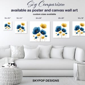 Blue Yellow Poppy Art