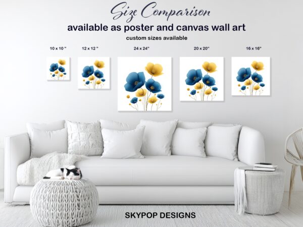 Blue Yellow Poppy Art