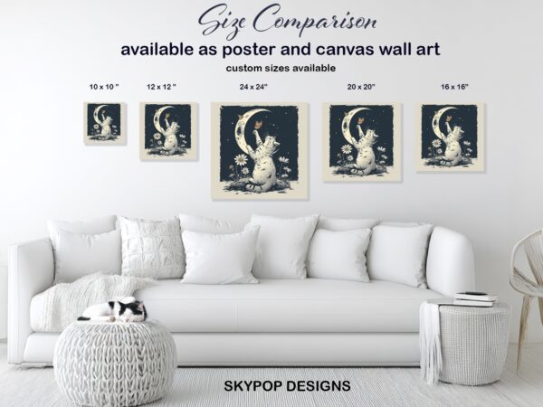 Cat Moon Butterfly Art
