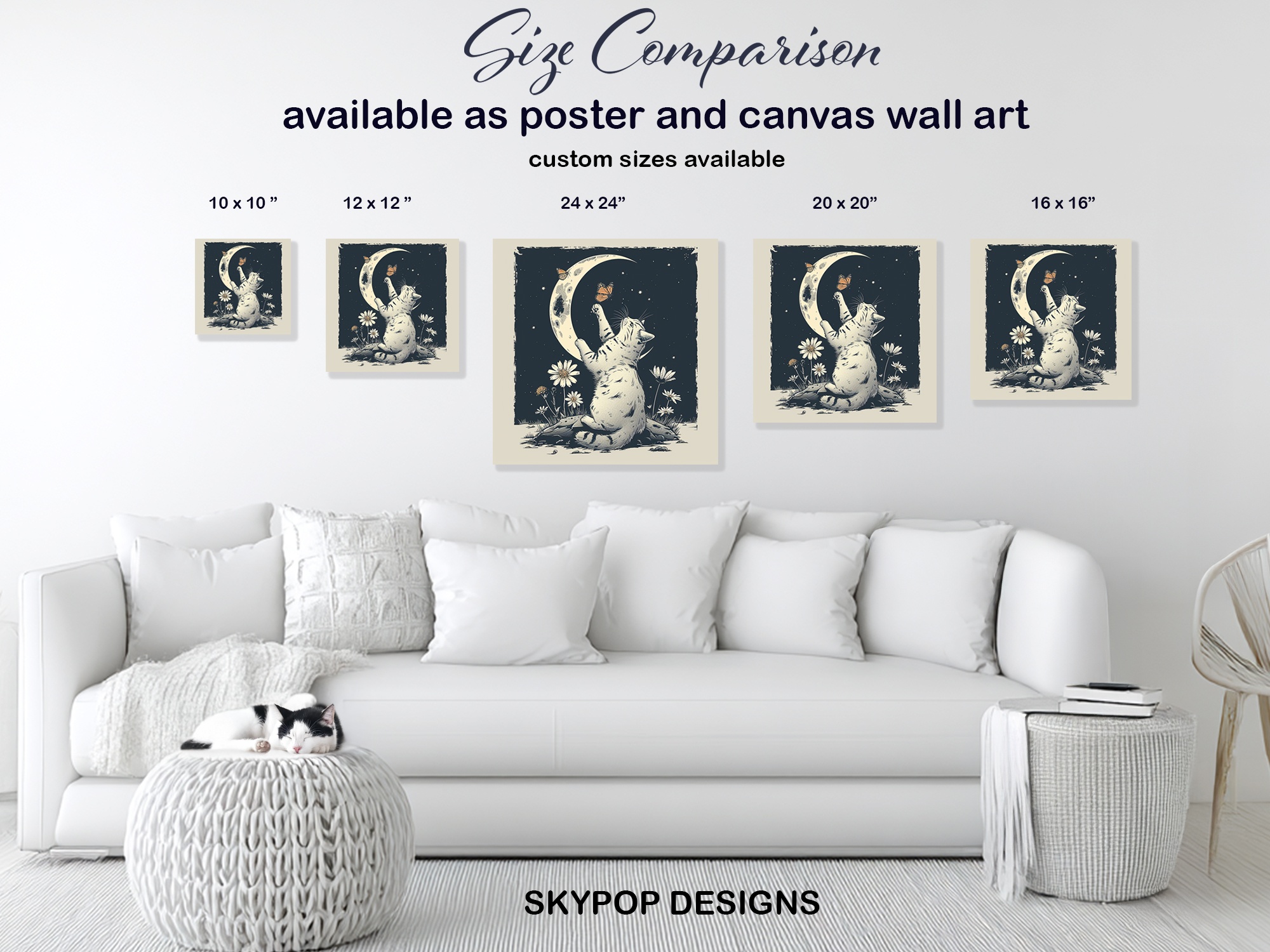 7.jpg Cat Moon Butterfly Art