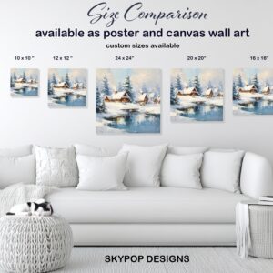 Winter Village Reflection Art