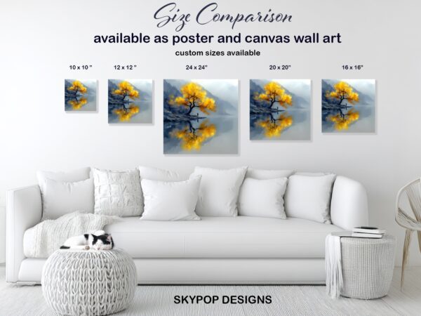 Golden Tree Reflection Art