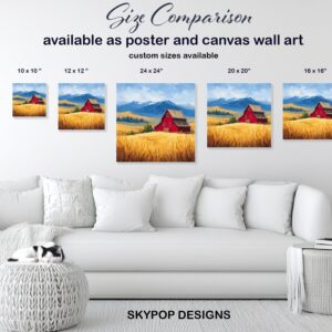 Red Barn Mountain Landscape Art