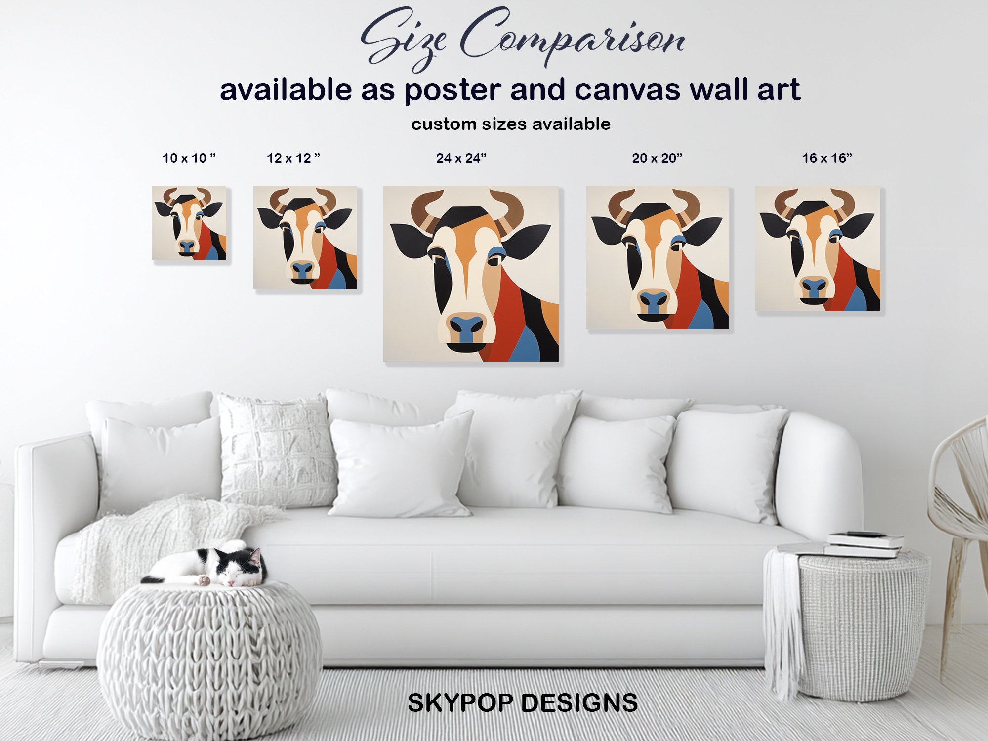 7.jpg Geometric Cow Art