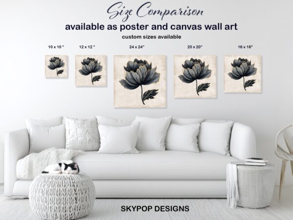 Black Gold Peony Art