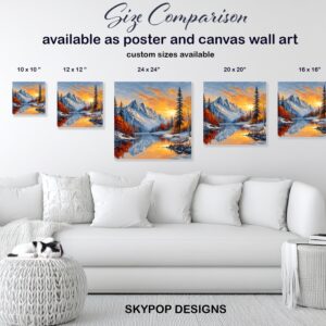 Snowy Mountain Sunset Art