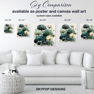 Teal Poppy Flower Art