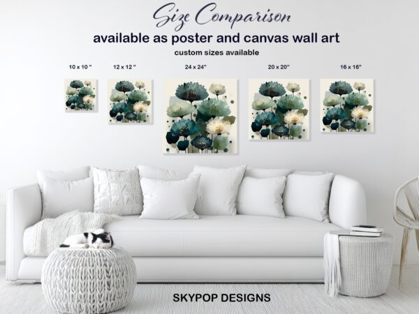 Teal Poppy Flower Art