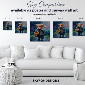 Highland Cow Guitarist Art