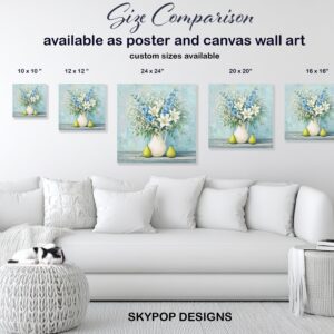 Blue and White Floral Bouquet Art
