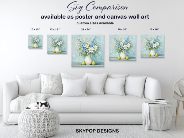 Blue and White Floral Bouquet Art