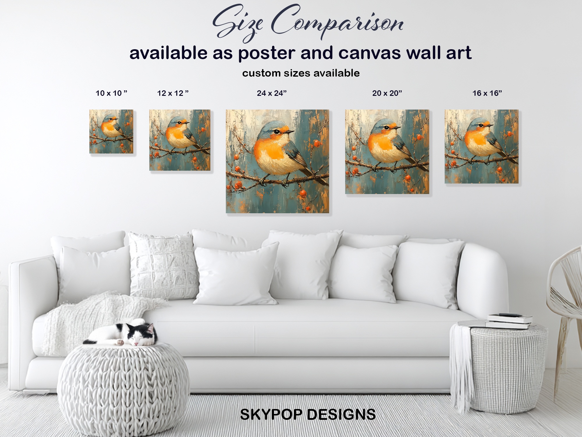 7.jpg Orange Bird Branch Art